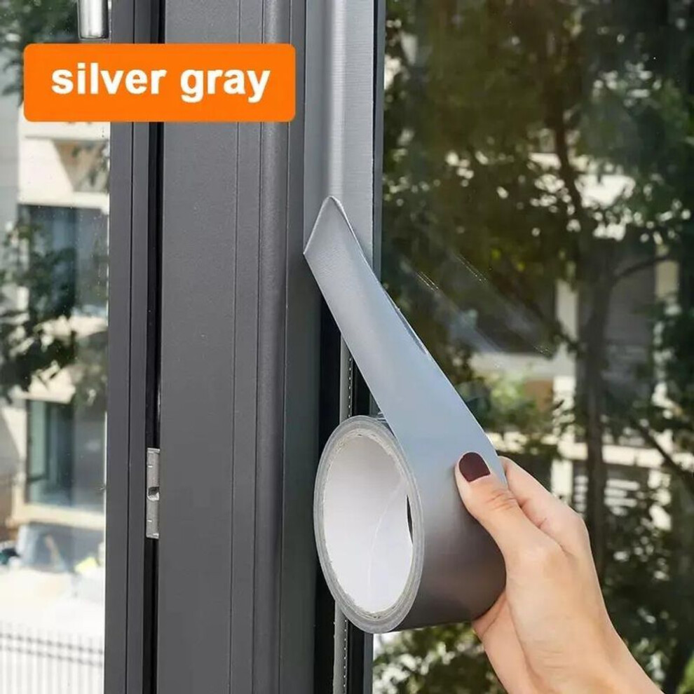 (silver, 5cm&10M) Windproof Window Sealing Tape Self Adhesive Seam Sealing Strip Strong Dustproof Waterproof Duct Tape Door Weather Stripping