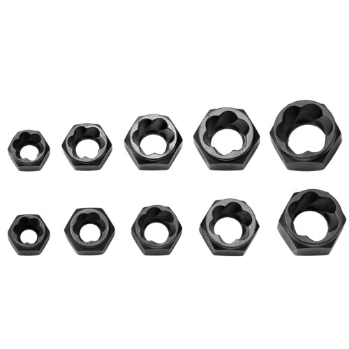 Kit d'extracteurs d'écrous et de boulons noirs de 9 à 19 mm, 10 pièces