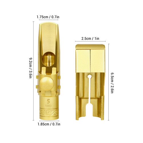 Bocchino per sassofono alto, dimensione 5C, 5 fori, in ottone. 1