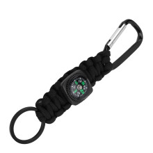 Bracelet en paracorde avec boussole, noyau à 7 brins, 15 cm, noir.