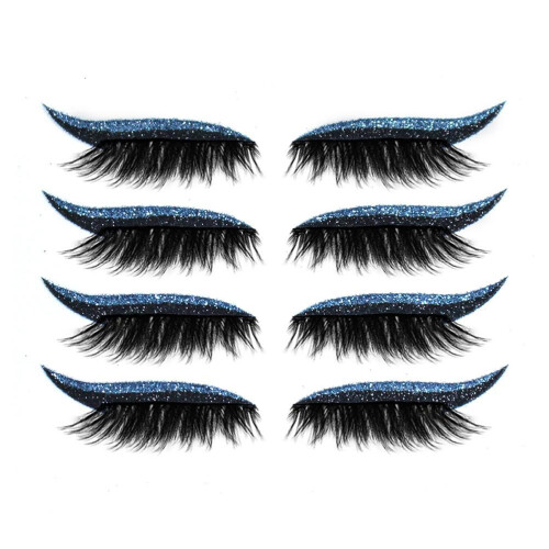 4 paia di adesivi riutilizzabili per eyeliner e ciglia Blu 1