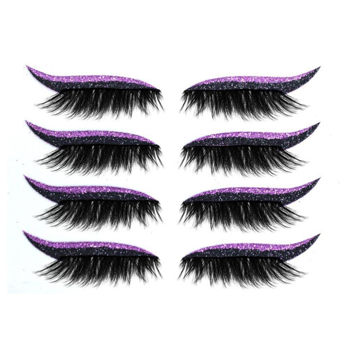 4 paires réutilisables d’eyeliner/faux cils imperméables bleus 1