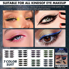 28 paires d'autocollants réutilisables pour eyeliner et cils, 7 couleurs
