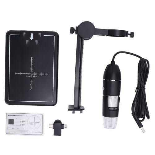 Microscopio digitale con supporto, ingrandimento 1600x, USB, 8 LED 1