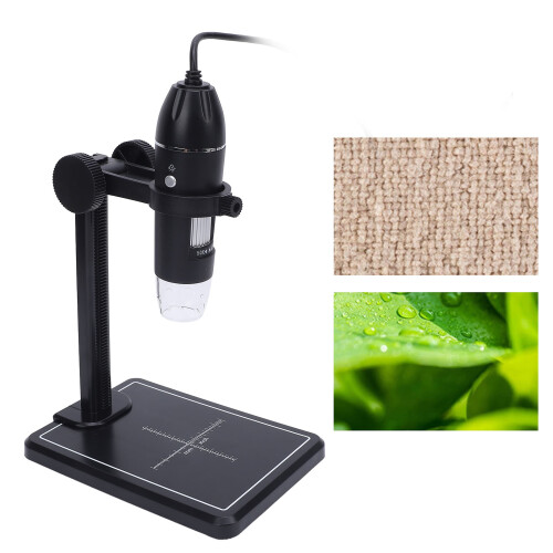 Microscopio digitale con supporto, ingrandimento 1600x, USB, 8 LED