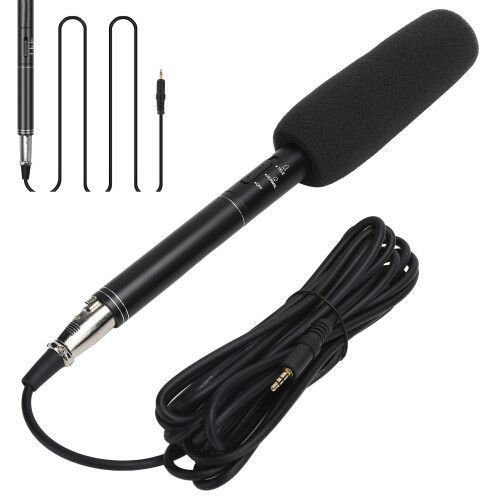 Microphone d'interview câblé mini à haute sensibilité - noir - 1xAA 2