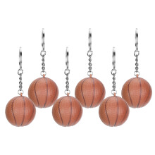 6 pièces porte-clés de basket-ball en plastique brun
