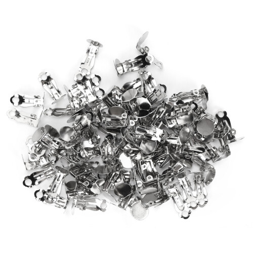 100Pcs Tray Earring Clips Metal Spring Flat Back Ear Stud Jewelry Making Accessories 1