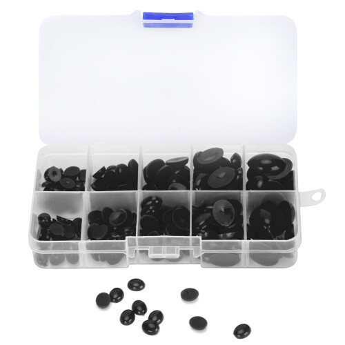 180 pezzi di occhi e nasi in plastica neri 6x8-13x19 mm 1