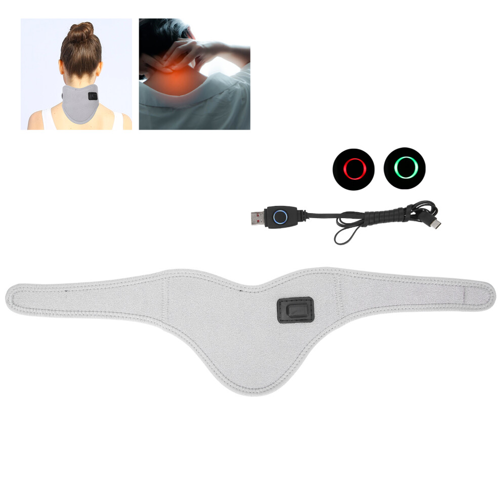 Heated Neck Wrap Relieve Neck Pain Heating Therapy Adjustable USB Heated Cervical CollarGray