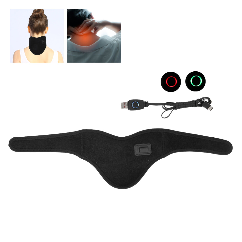 Heated Neck Wrap Relieve Neck Pain Heating Therapy Adjustable USB Heated Cervical CollarBlack