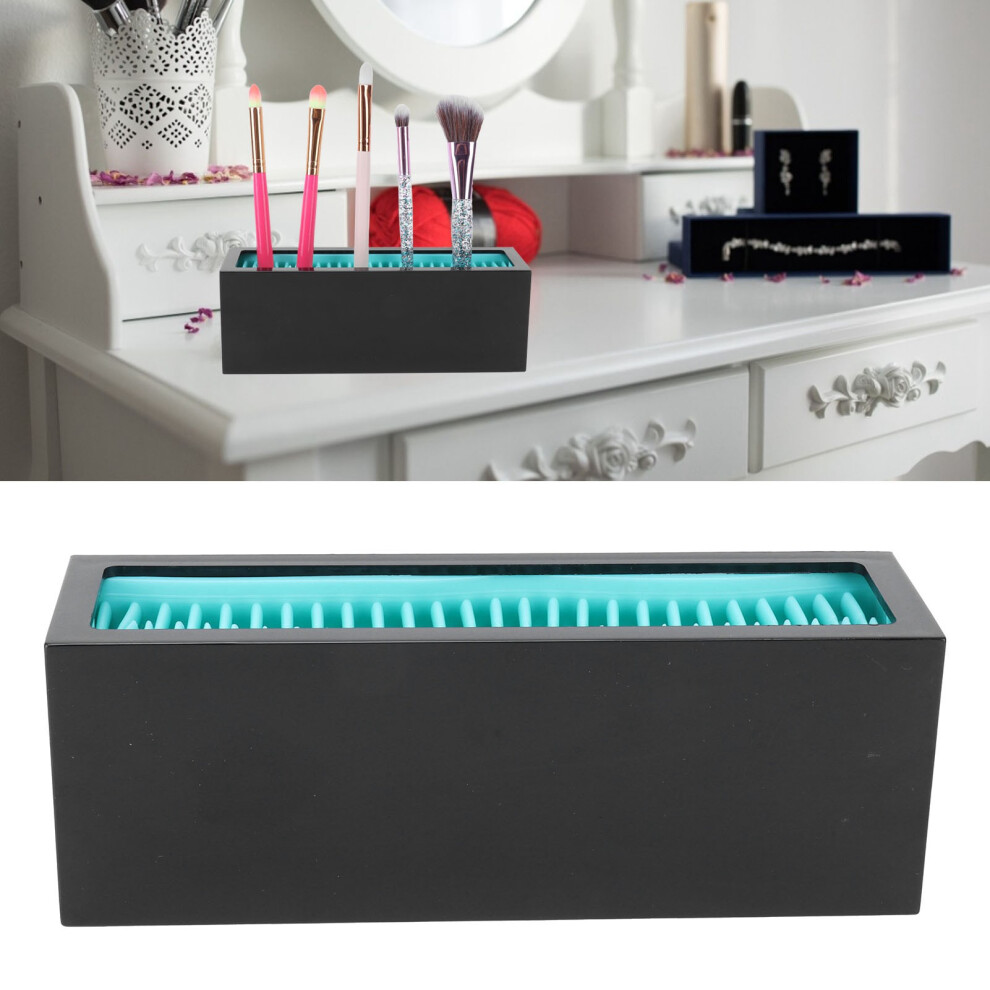 Silicone Cosmetic Storage Box Lipstick Makeup Storage Organizer Case Container for Cosmetics(Black Blue )