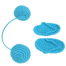 Baby Blau Strickwolle Hausschuh-Ohrenhörer-Set Fotografiezubehör 0-3 Monate