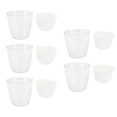 5 pots auto-arrosants PP PET 11,5 x 11 x 8 cm