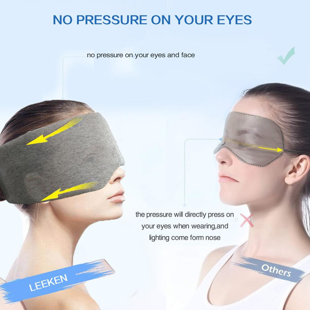 Cotton Sleep Cover Blackout Comfortable Eye Cover for Sleeping Adjustable Blinder Blindfold Airplane with Travel Pouch