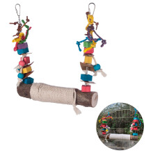 Jouet à mâcher en bois naturel pour oiseaux – balançoire 22x23x5 cm, 320 g
