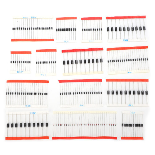 Kit de diodes de 200 pièces, 14 sortes, 1N4148-1N5822 argent 1