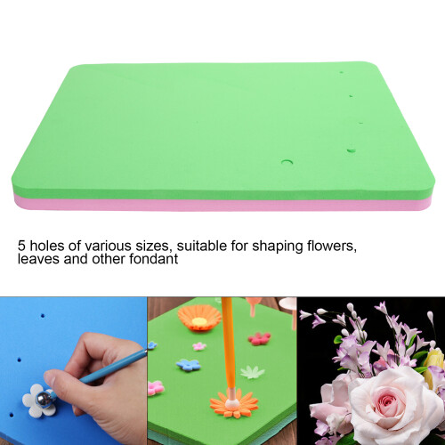 Fondant Sponge Pad with 5 Holes Rectangular Fondant Cake Flower Drying Mat Modeling Tool 2