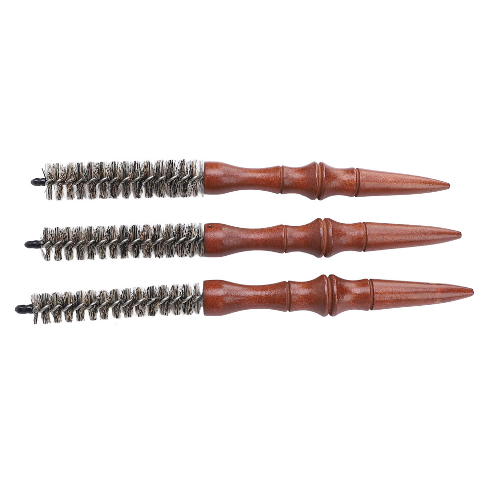Unisex 3 Pcs Round Comb For Thin Hair Wooden Handle Hair Styling Spiral Comb Portable Mini Roller Quiff Brush