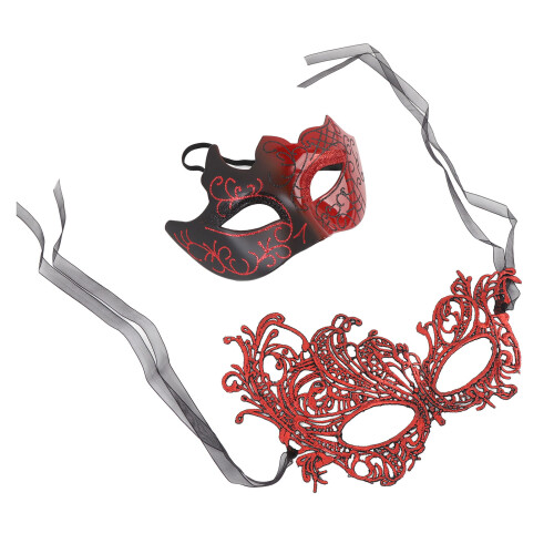 2 pièces de masque demi-visage pailleté rouge