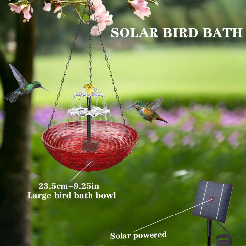 Solar-Vogelbad-Brunnen Rot