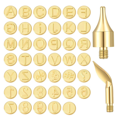 Ensemble de 43 embouts en laiton pour pyrogravure sur bois – lettres – embossage 1
