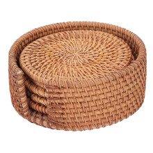 5 pièces de sous-verres en rotin tissés à la main, 10 cm - manique