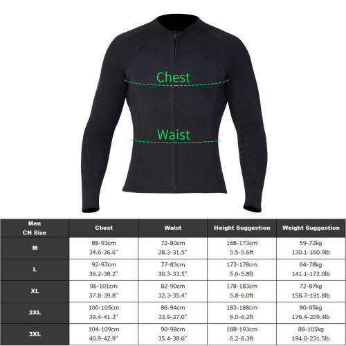 Top da immersione in neoprene da 2 mm per uomo/donna, zip frontale, taglie S-3XL 1