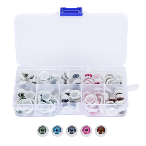Occhi per bambole 12 mm 100 pezzi colorati marrone e blu 1