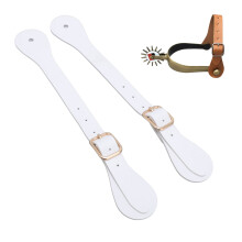 Pair of Synthetic Leather Spur Straps Adjustable Length 22cm Long Western Cowboy Spur Holder for Equestrian White