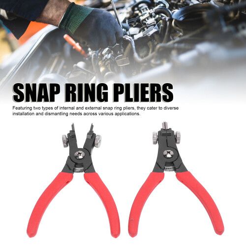 2pcs Snap Ring Pliers Set Adjustable Internal External Snap Ring Pliers for Most Vehicles Snap Ring Retaining Remover 2