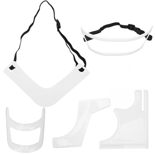 Set di 5 stencil per barba in plastica bianca 1