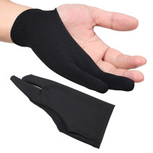 5pcs Artist Drawing Glove Right Left Hand Single Layer Two Finger Smooth Elasticity Breathable Digital Art Graphic Tablet Gloves Black S