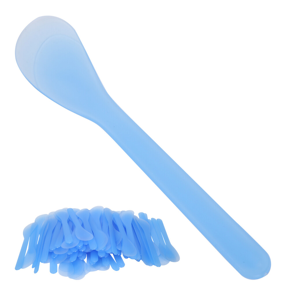 100PCS Facial Mask Spatula Cosmetic Mask Applying DIY Plastic Mask Spoon Stick SpatulaBlue