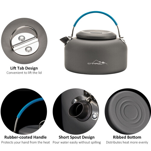 Bouilloire de camping en aluminium 1,4 L 15,6  9,6 cm compacte 1