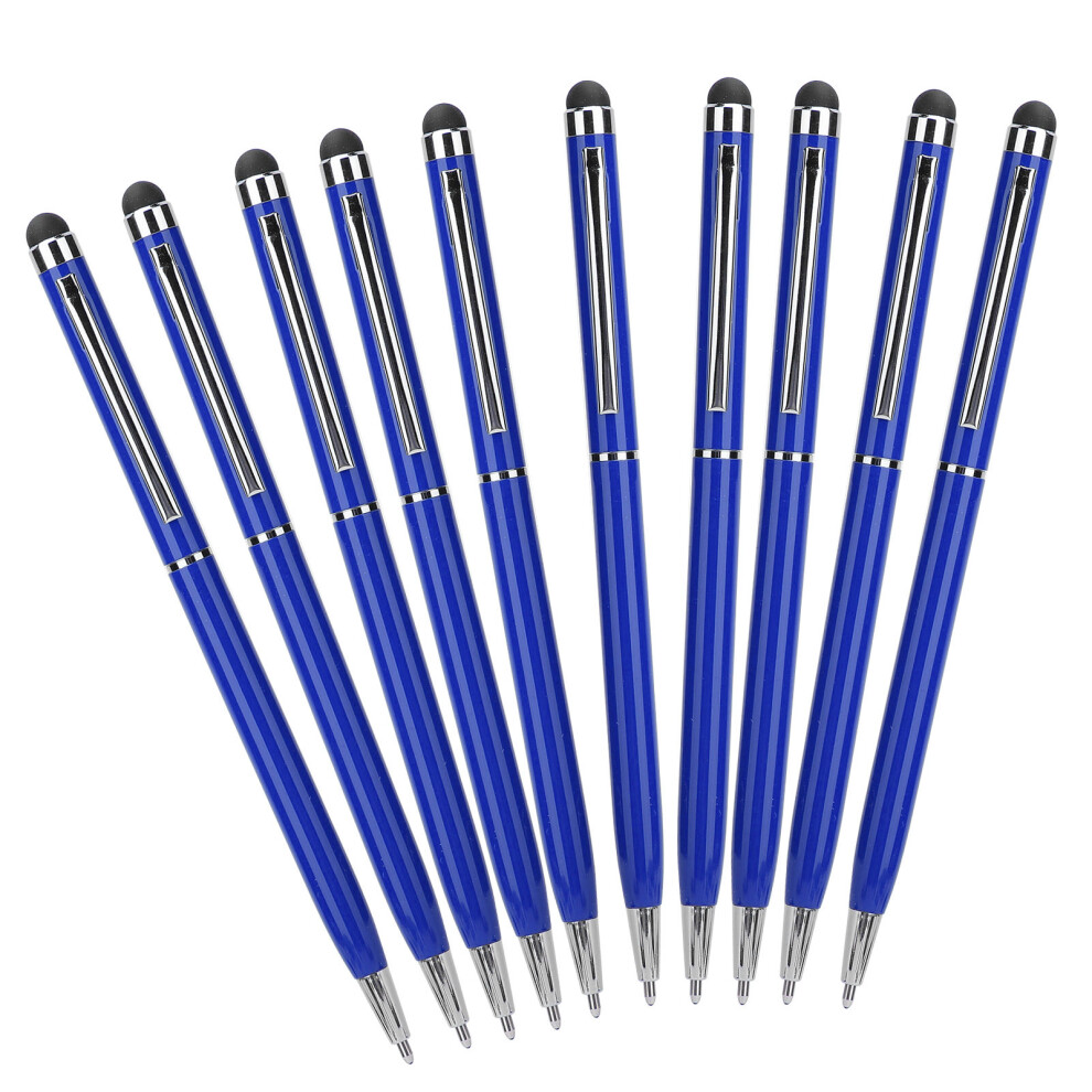 10Pcs Stylus 2ÂInâ1 Capacitive Touch Screen Ballpoint Pens Metal Computer Accessoriesblue 6941322843286