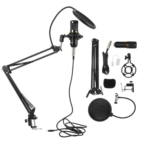 Kit microfono a condensatore USB BM800, braccio flessibile nero 1