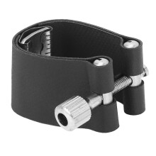 Saxophone Mouthpiece Ligature Black PU Leather Tenor Sax Mouthpiece Fastener with Adjustable Screw