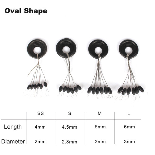 10 pezzi Space Beans Stoppers da pesca, nero, SS/S/M/L
