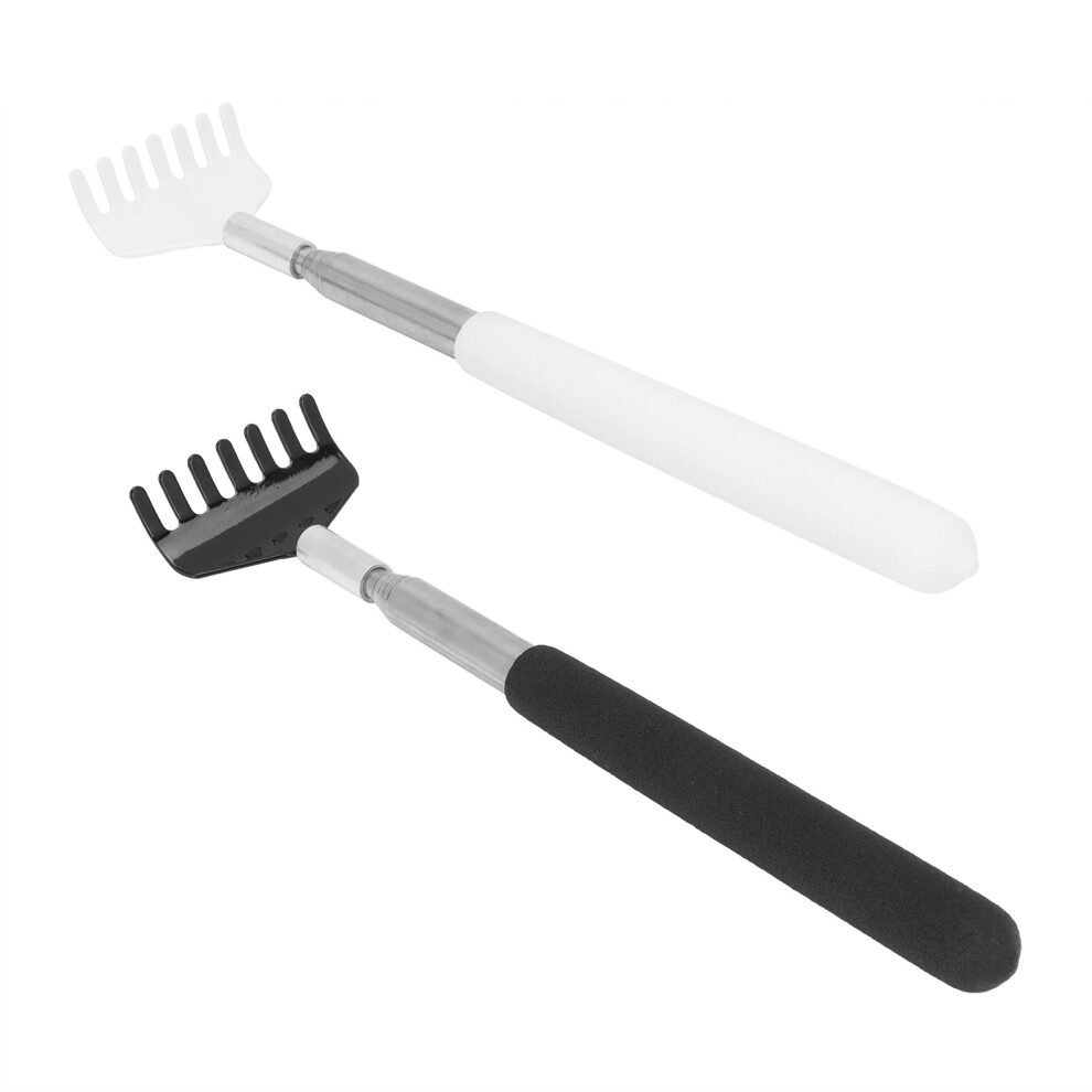 Black 2Pcs Back Scratcher Massager Portable Telescopic Stainless Steel Scratching Tool