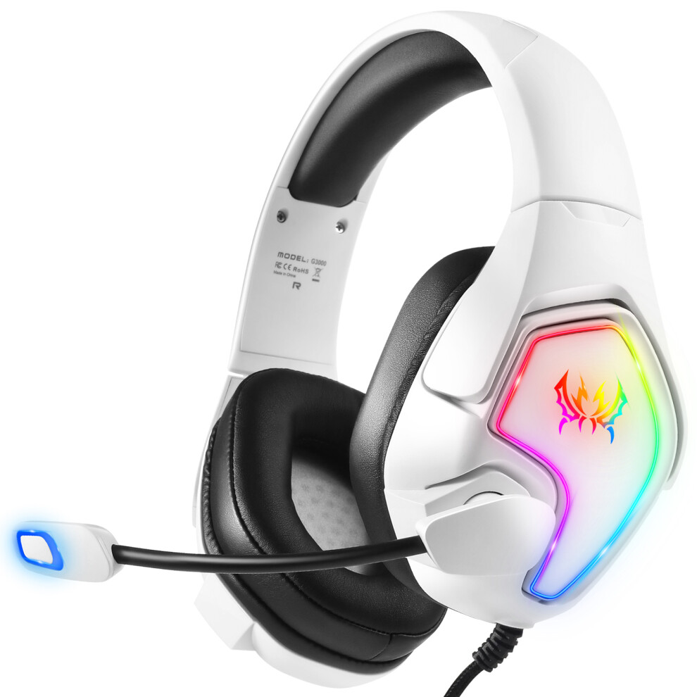 Kotion Each G3000 3.5Mm Gaming Headset Over Ear Game Headphones With Microphone Rgb Led Noise Cancellation Earphone Volume Control Fo Light 4951322851961