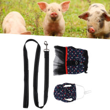 Harnais gilet pour cochon M bleu avec cap de laisse en polyester