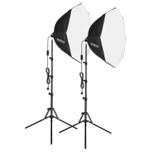 Andoer Studio Photography Softbox Kit with 70cm/28in Octagon Photography Softbox * 2 + 1.5M Metal Tripod Stand * 2 for Live Streaming Portr