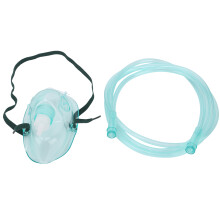 Maschera facciale per ossigeno per adulti in PVC con tubi regolabili
