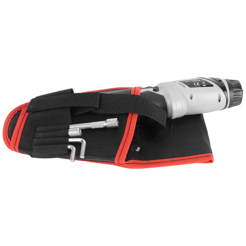 Portable Electrical Tool Bag Waist Hanging Pack Multifunction Drill Holder Holst Pouch(Red ) 3491322863157