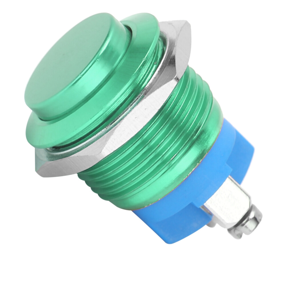Metal Push Button Switch Waterproof Stainless Steel Self Reset Normally Open 16Mm 220V(Green ) 5011322864114
