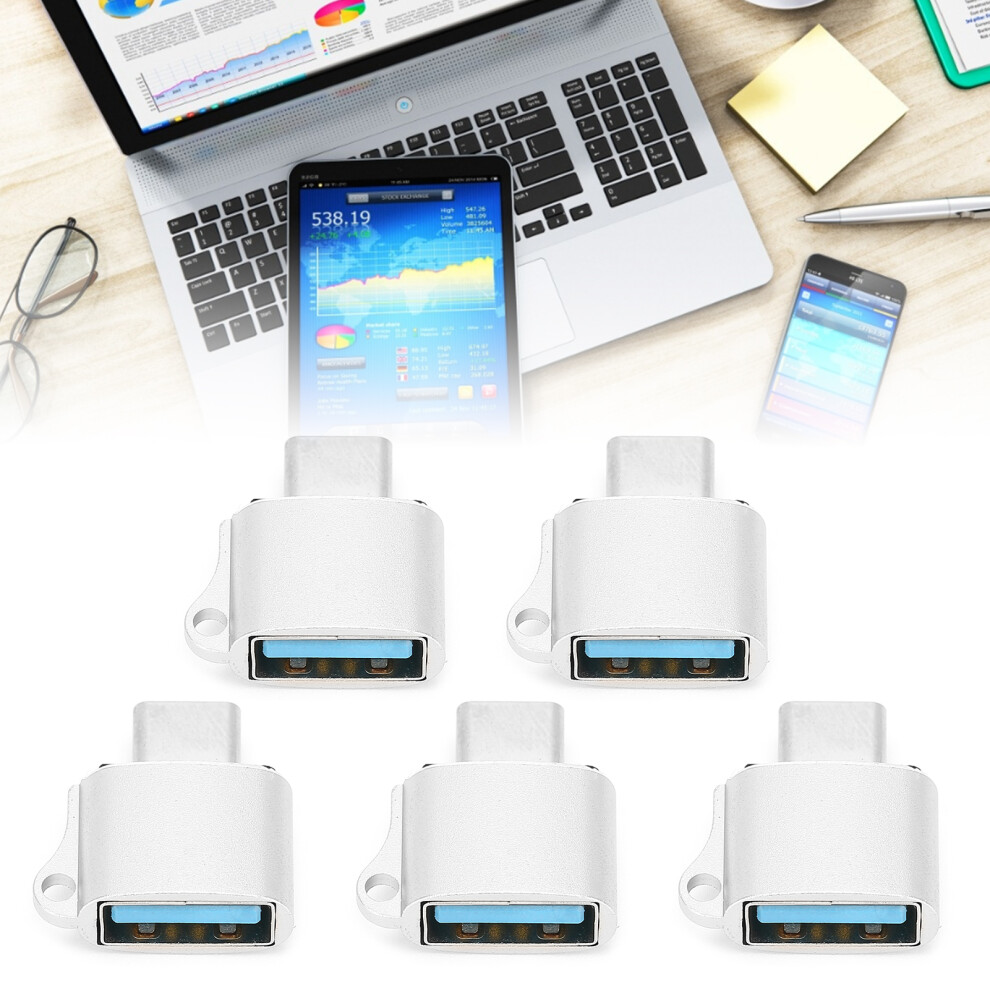 5Pcs Typec Male To Usb2.0 Otg Adapter Portable Data Converter Computer Accessory( ) Silver 4661322866154