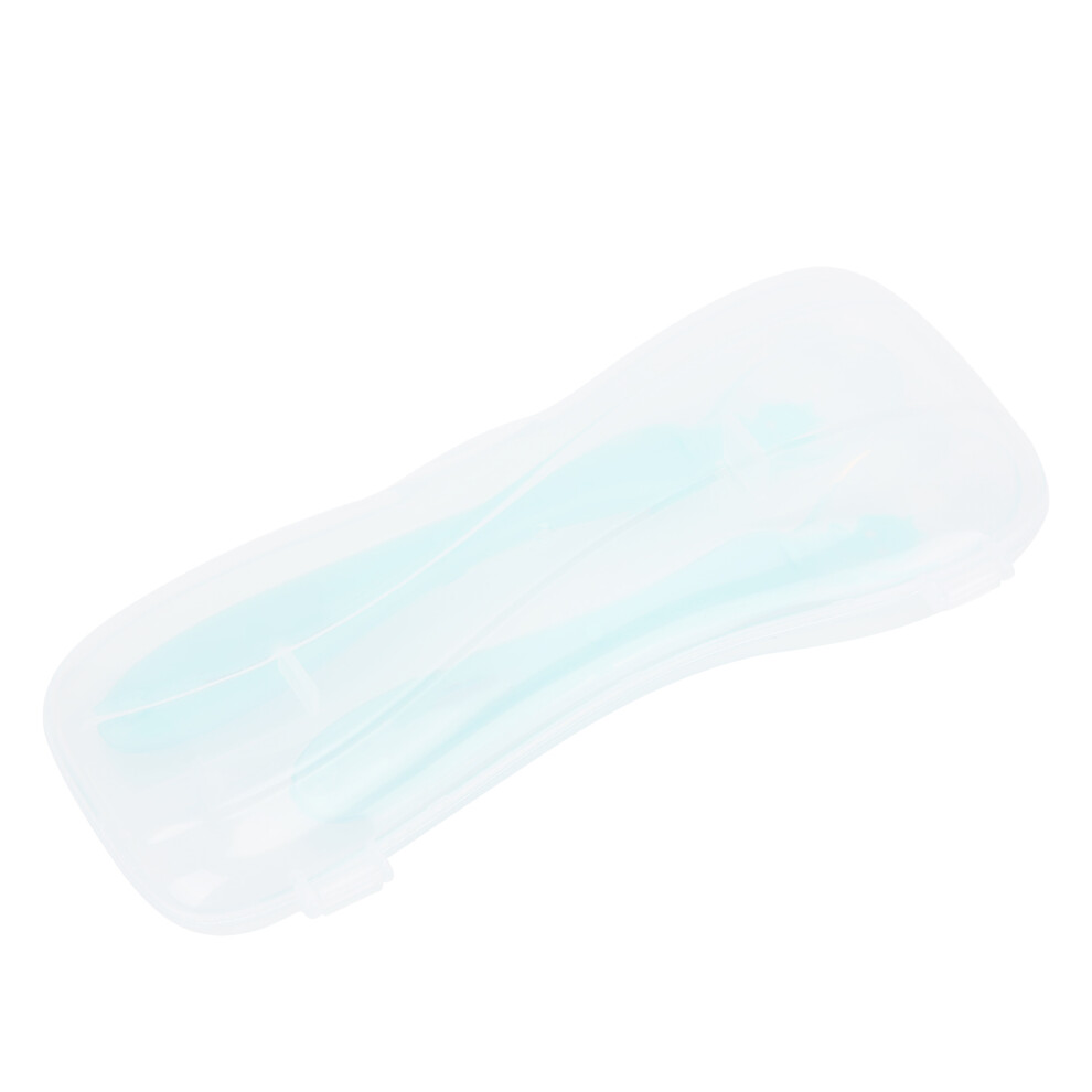 2pcs Baby Silicone Soft Spoons Drinking Feeding Infant BPA Free Spoon with Storage CaseGreen