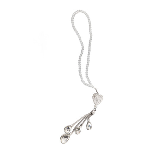 Pendente in lega con strass per retrovisore dell'auto bianco 2