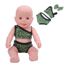 Leopard Print Baby Doll Clothes Swimsuits 18Inch Baby Doll Bathing Suit with Hair Clip